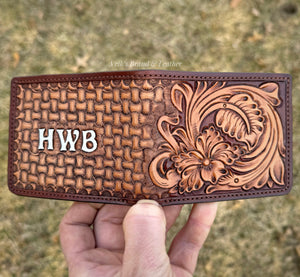 Custom Floral/Axe Basket Weave Wallet