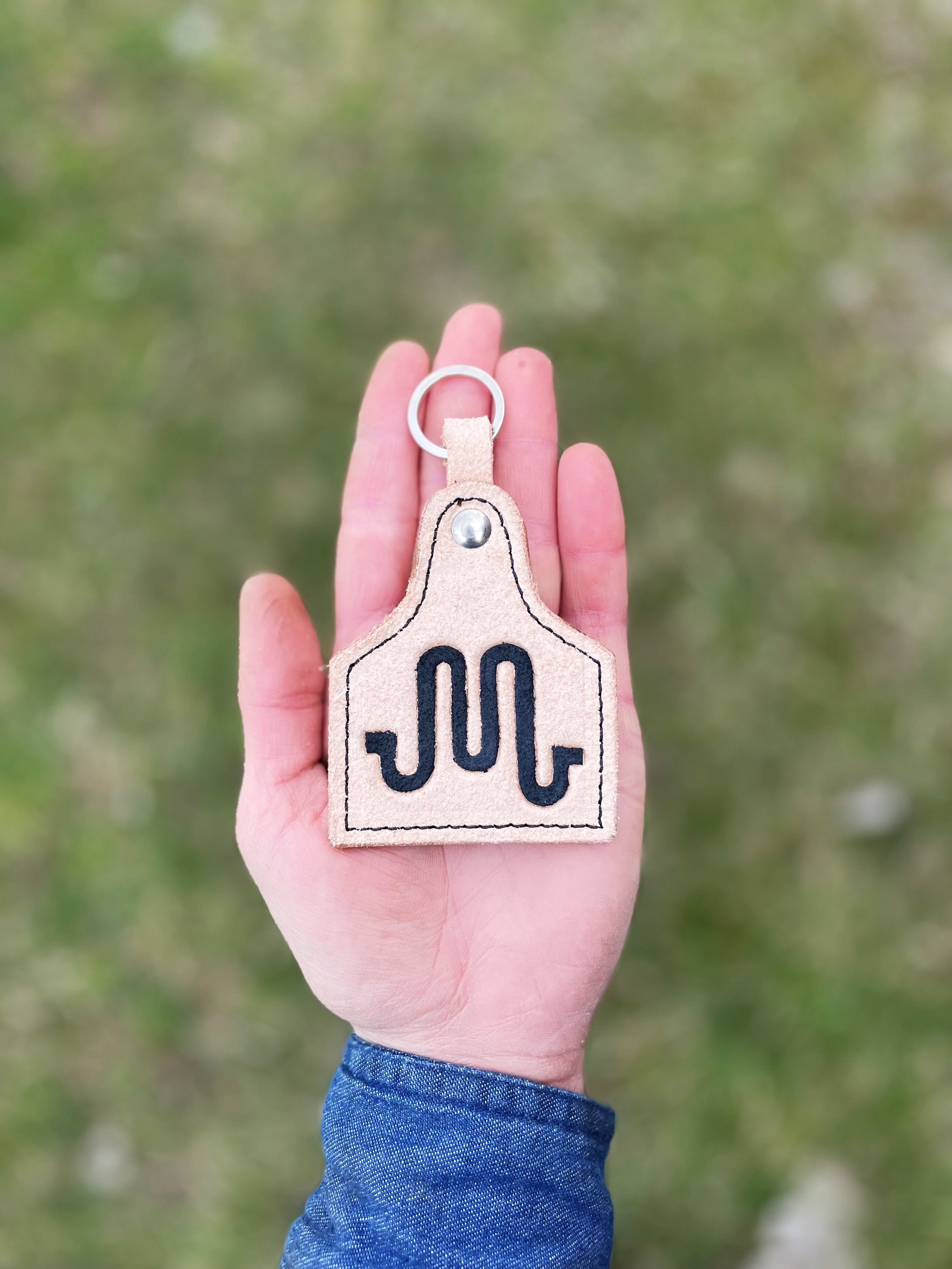Rough-out Ear Tag Keychain