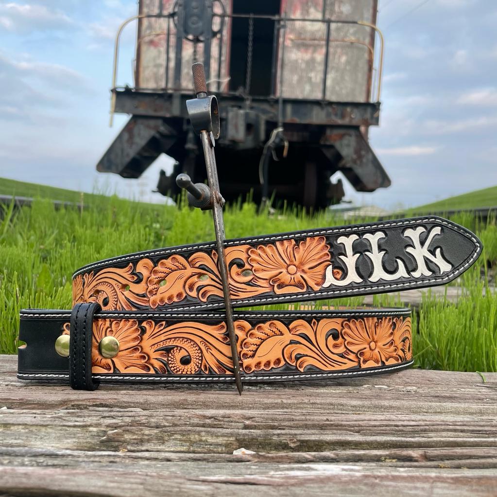 "Blossom" Floral Handmade Belt - Black