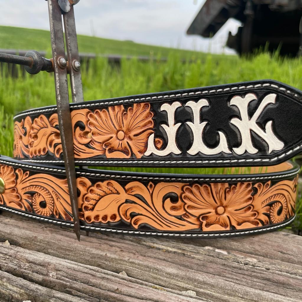 "Blossom" Floral Handmade Belt - Black