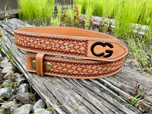 Personalized Leather Belt Engraved with Name and Initials