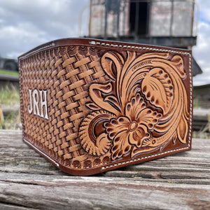 Custom Floral/ Classic Basket Weave Wallet